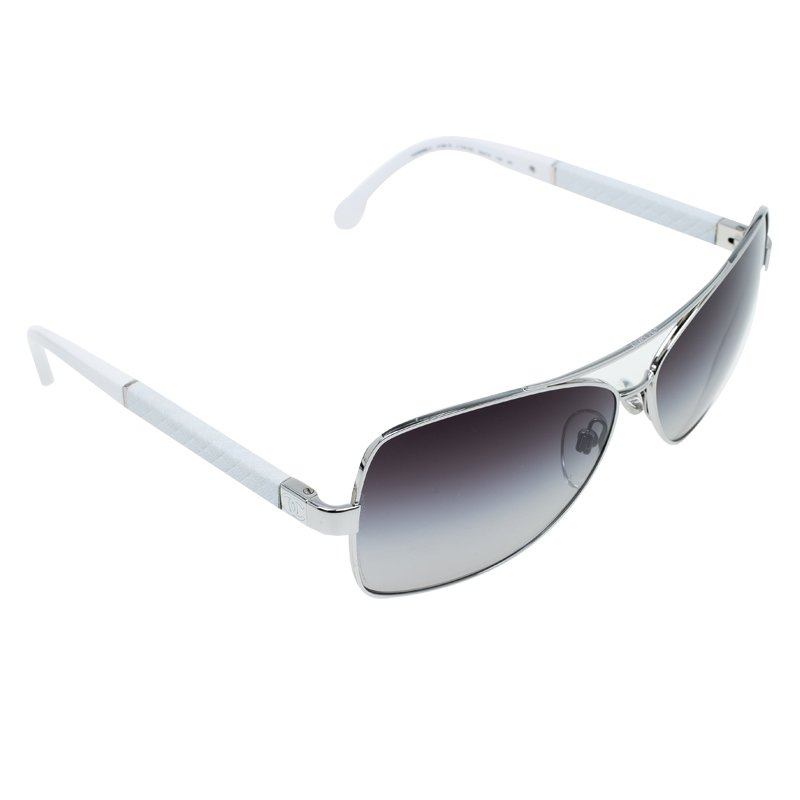 Chanel White and Silver 4196Q Sonnenbrille Sunglasses