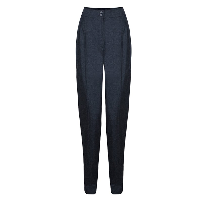 Pre Owned Chanel Grey Wool Trousers L
