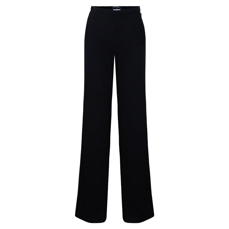Pre Owned Chanel Black CC Trousers M