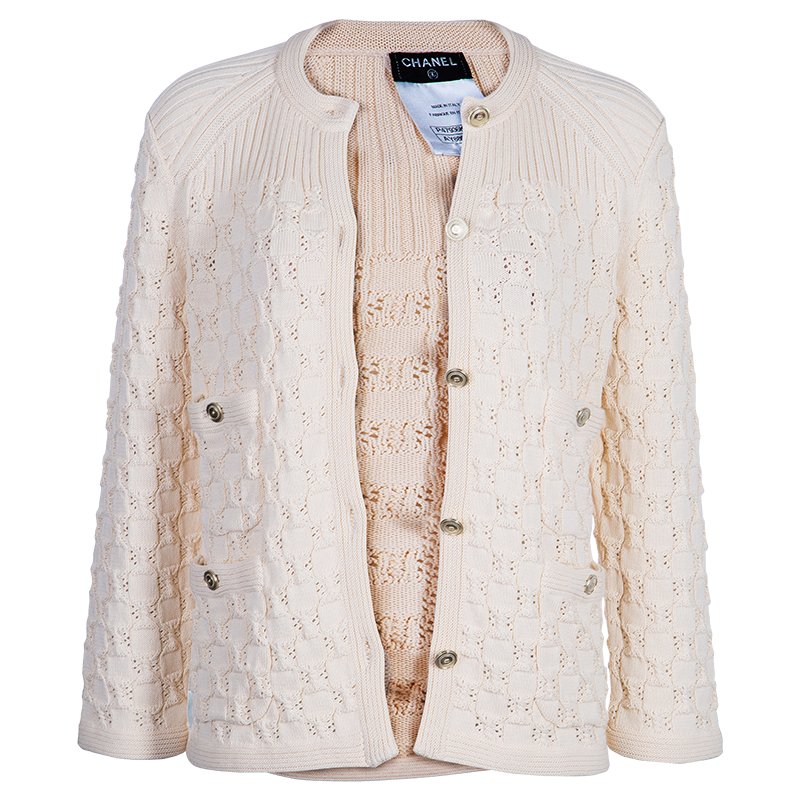 Chanel Offwhite Embroidered Cardigan M Chanel | The Luxury Closet