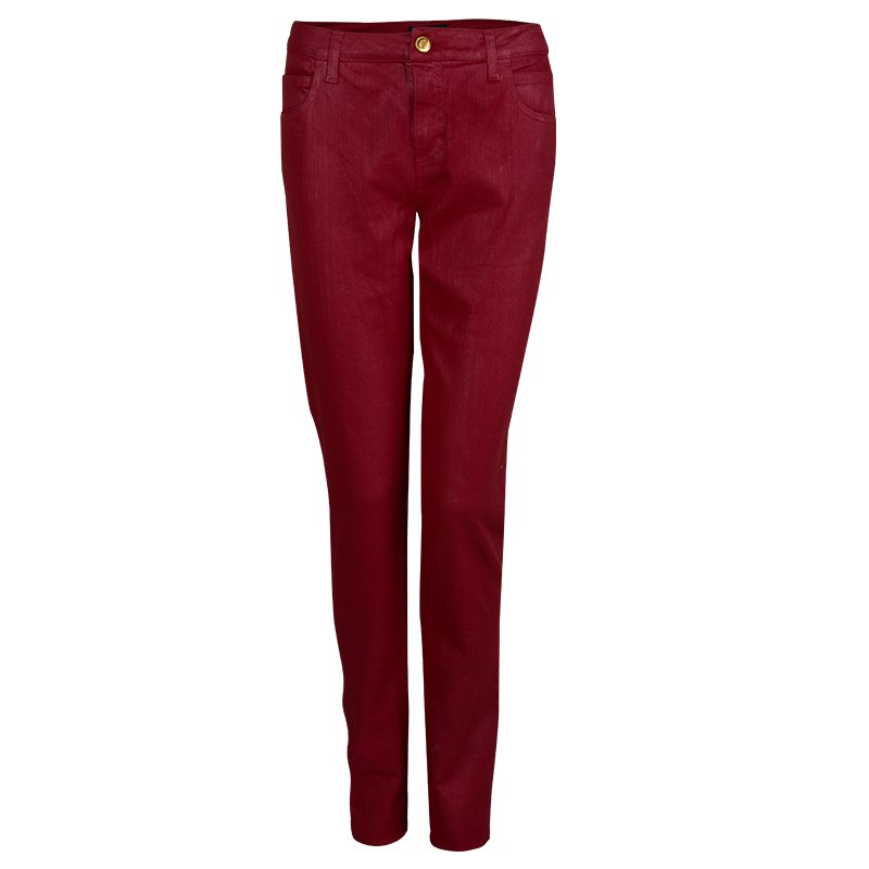Chanel Red Metallic Finish Jeans L