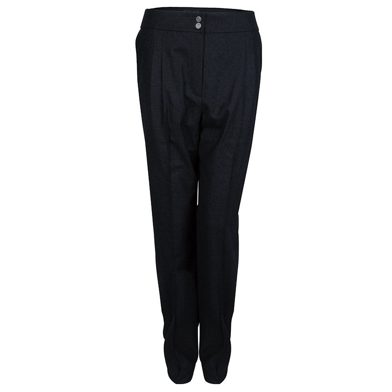 Chanel Dark Grey Wool Trousers L