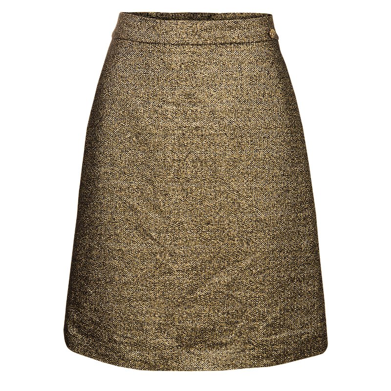 Pre Owned Chanel Gold Metallic Skirt M