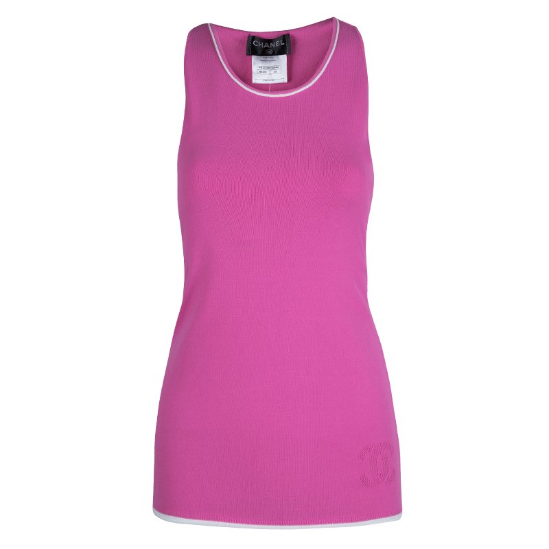 Chanel Pink Knit Racer Back Top M