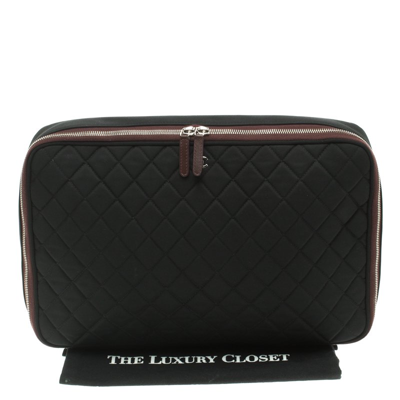 Chanel Black Quilted Lambskin Double Pocket Zip Around iPad Case  myGemma   Item 114633