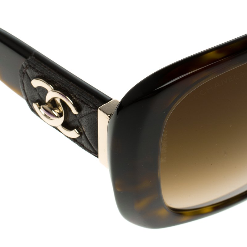 Chanel Brown Gradient Dark Tortoise Frame CC 5234-Q Square Sunglasses