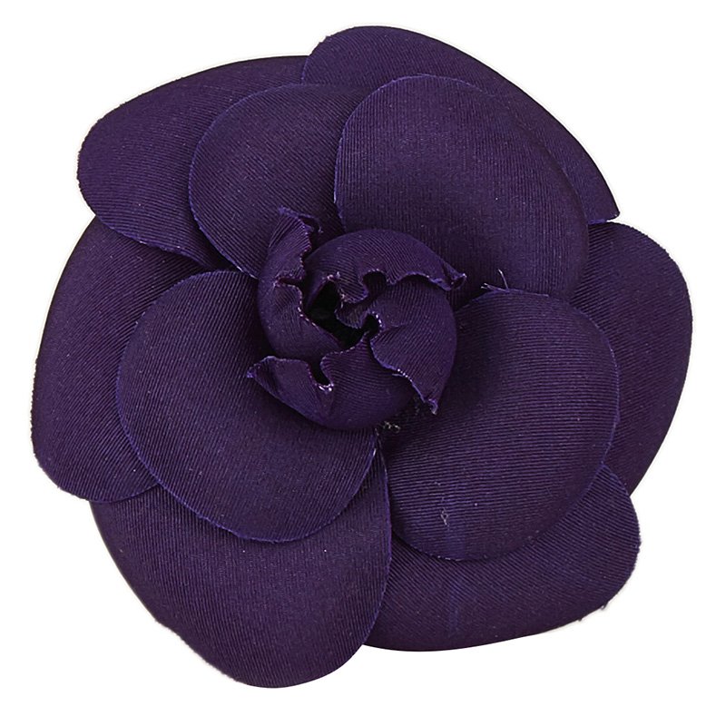 Chanel Purple Canvas Camellia Brooch