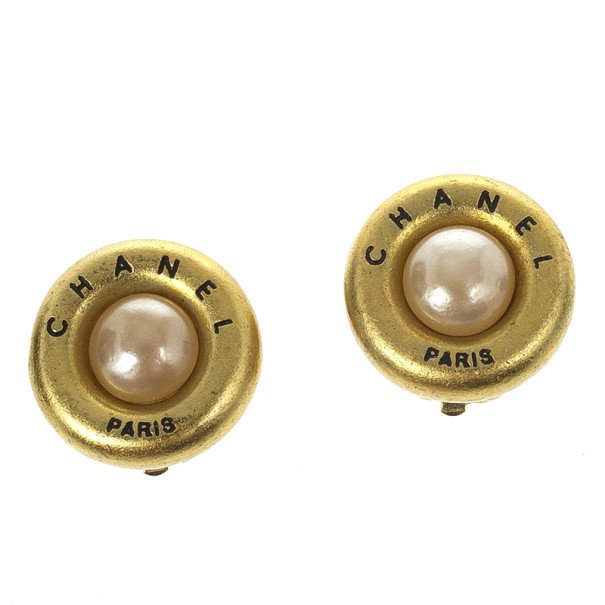 Pre Owned Chanel Paris Vintage Faux Pearls Earrings