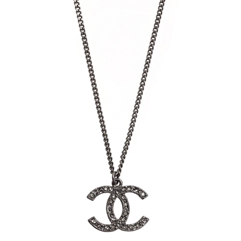 Chanel Womens CC Necklace Silver Diamanté – Luxe Collective
