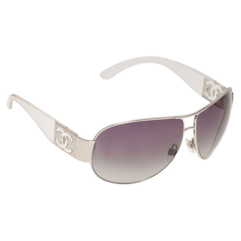 Chanel Silver 4128 Aviator Sunglasses