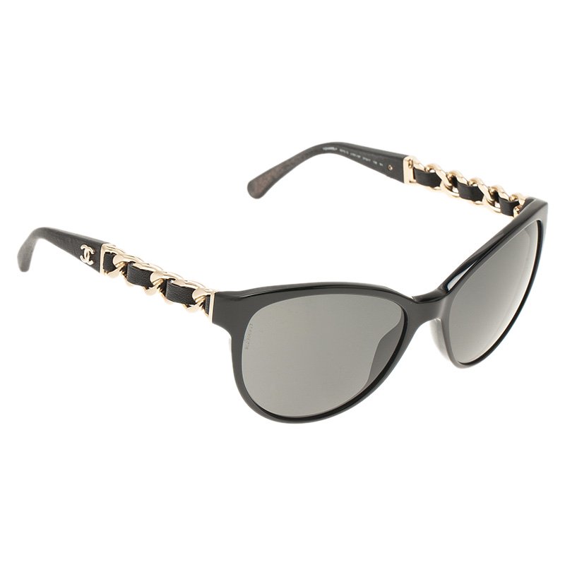 Chanel Black 5215Q CC Chain Cat Eye Sunglasses
