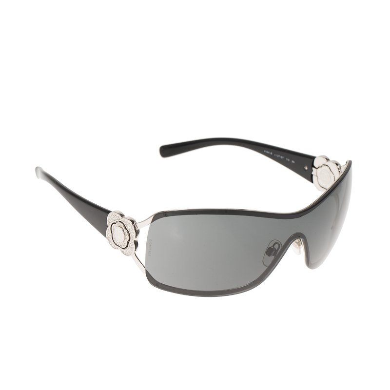 Chanel Black Camellia Shield Sunglasses
