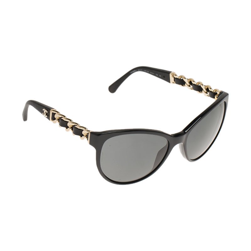 Chanel Black 5215 Chain Detail Cat Eye Sunglasses