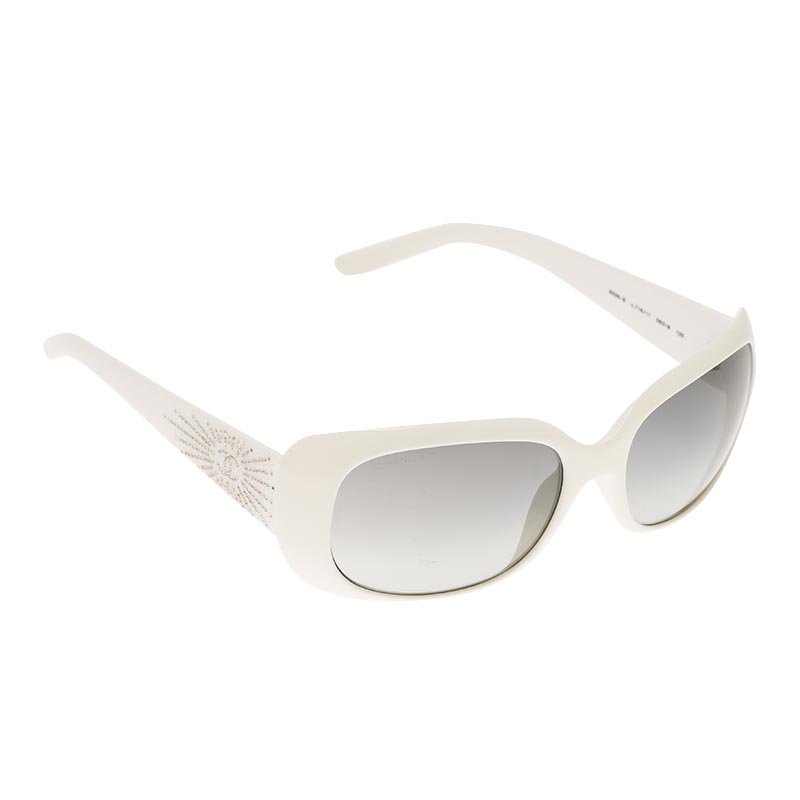 Chanel Square Sunglasses White Gray Chanel Eyewear