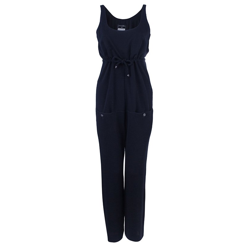 Pre Owned Chanel Sleeveless Drawstring Jumpsuit M