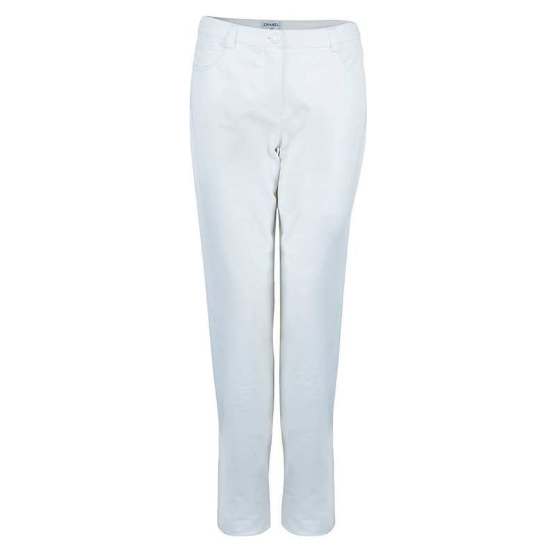 Chanel White Denim Pants M
