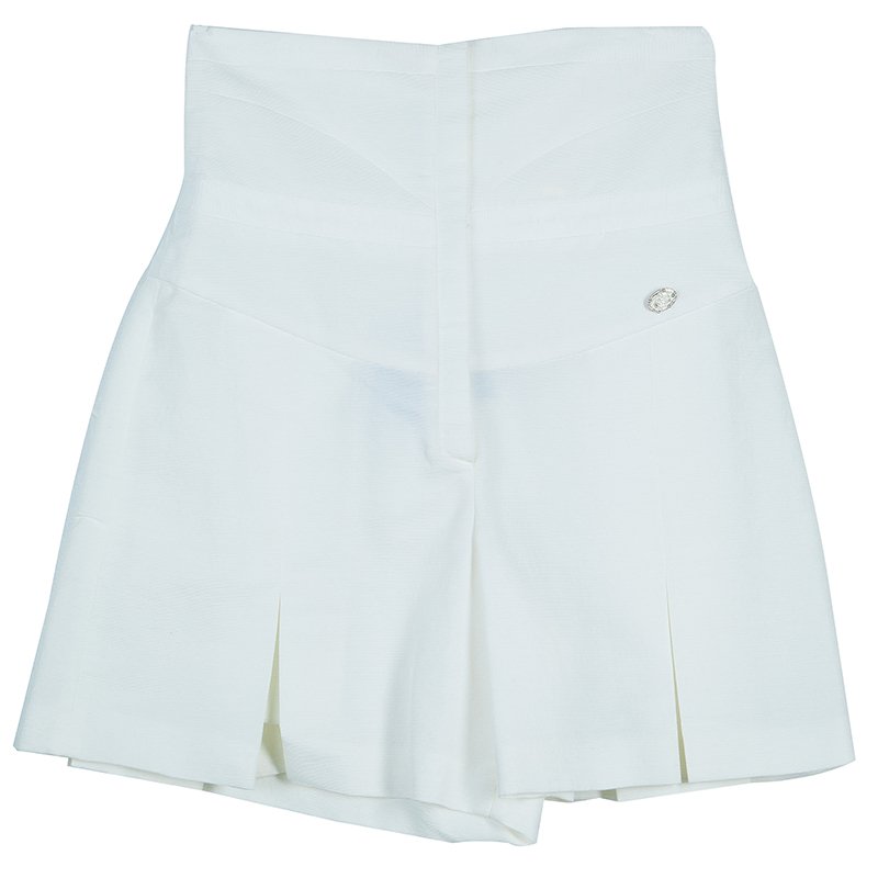 Pre Owned Chanel Offwhite High-Waist Shorts S