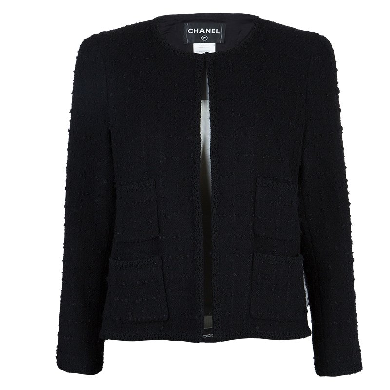 Chanel Black Wool Boucle Jacket L