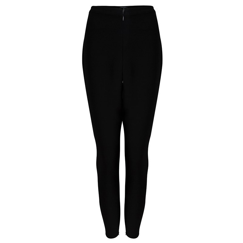Pre Owned Chanel Black Silk Trousers M