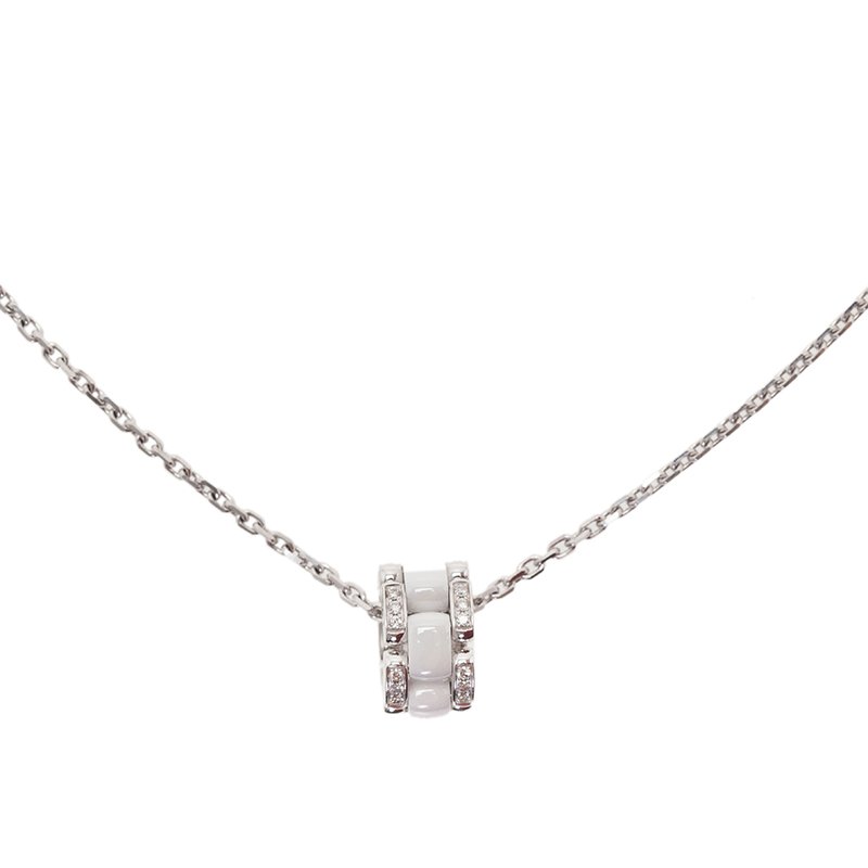Chanel Ultra Diamond White Ceramic White Gold Pendant Necklace