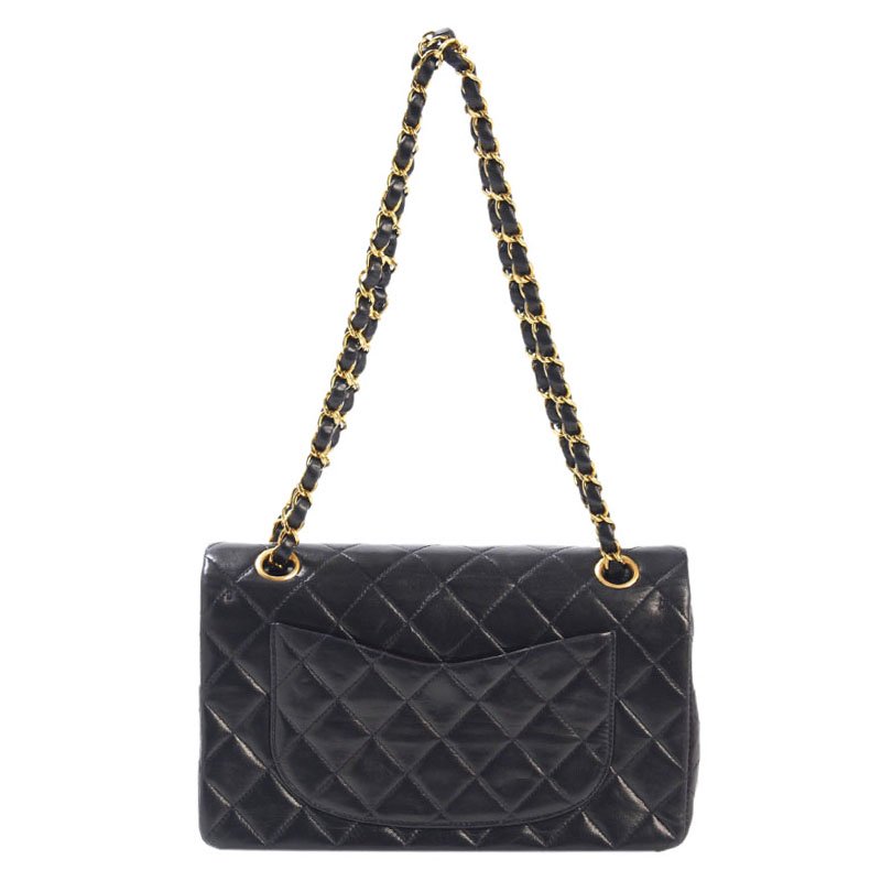 Chanel Black Quilted Lambskin Vintage Small Classic Double Flap Bag Chanel