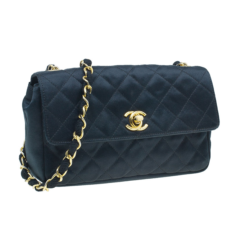 Chanel Black Quilted Satin Piped Half Flap Mini Q6BAPH2KK9002