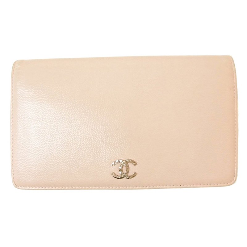 Chanel Pink Leather Brilliant L Yen Holder Wallet