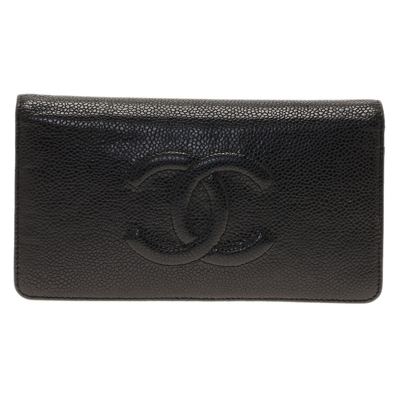 مملوكة مسبقًا Chanel Black Calfskin Leather Boy Bi Fold Wallet