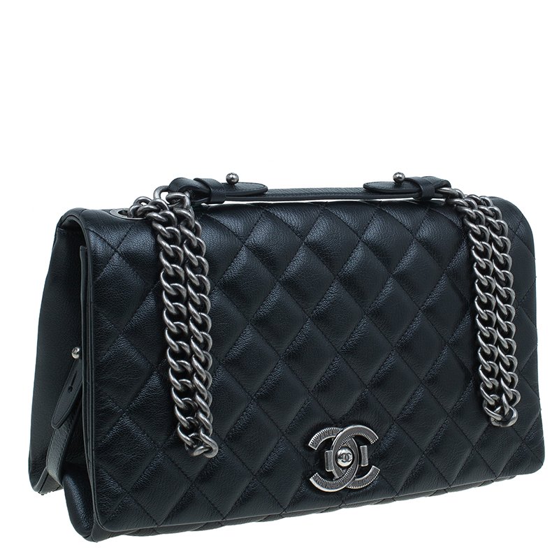 Chanel City Rock Jumbo Flap Bag In Black Quilted Goatskin SOLD
