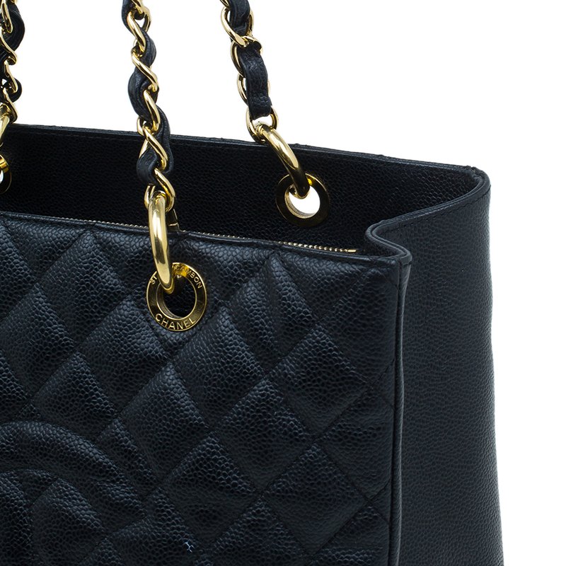 Chanel Black Quilted Caviar Leather Grand GST Shopper Tote Bag Chanel