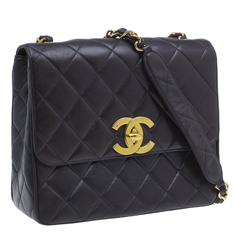 Chanel Black Quilted Leather CC Logo Large Shoulder Flap Bag Chanel | TLC