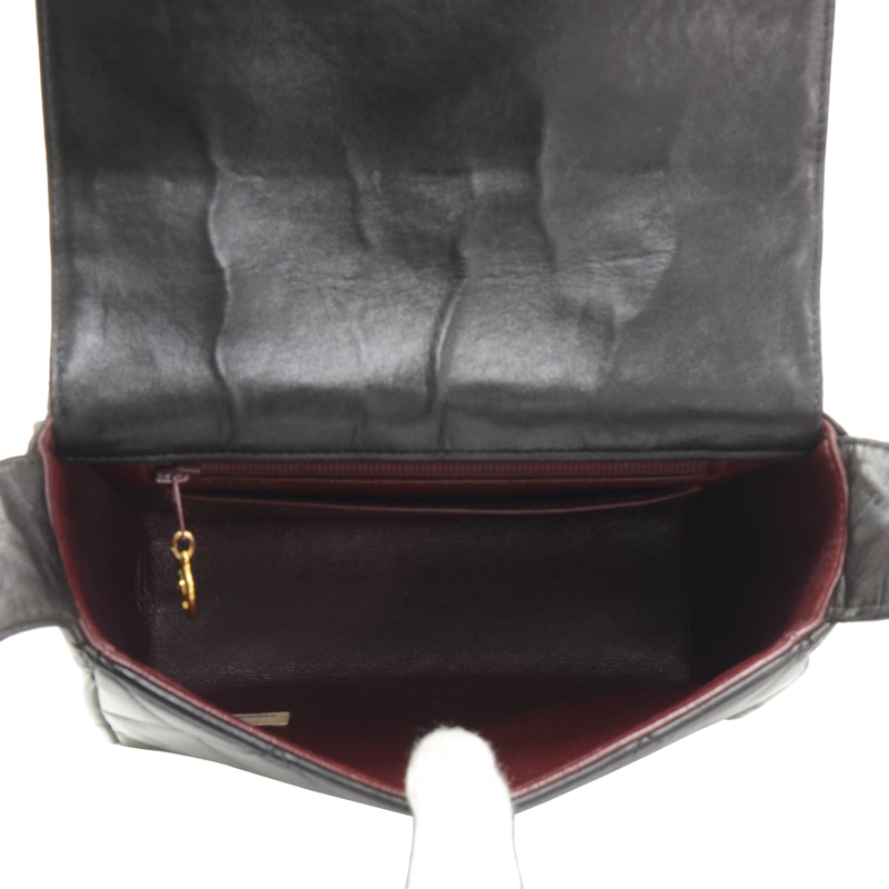Chanel Vintage Black Quilted Lambskin Leather CC Shoulder Bag