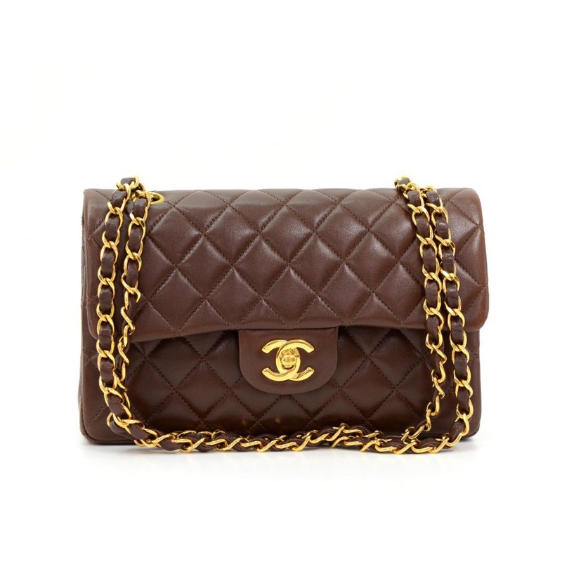 Chanel Chocolate Brown Quilted Lambskin 2.55 Double Flap Shoulder Bag
