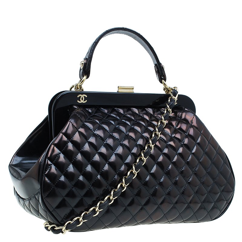 Quilted beige leather and black patent leather with gold-tone metal  shoulder bag, Chanel: Handbags and Accessories, 2020
