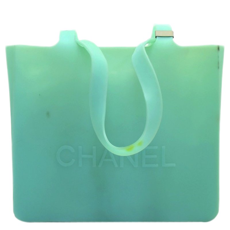 Chanel Turquoise Rubber Shopper Tote
