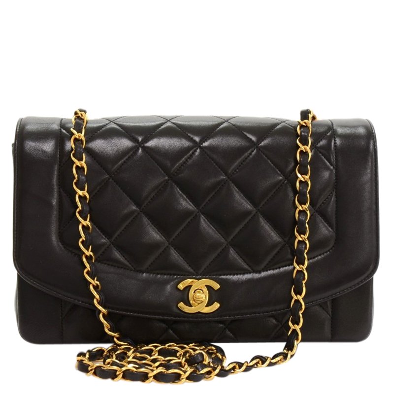 Chanel Black Quilted Lambskin Vintage Diana Classic Flap Bag Chanel ...