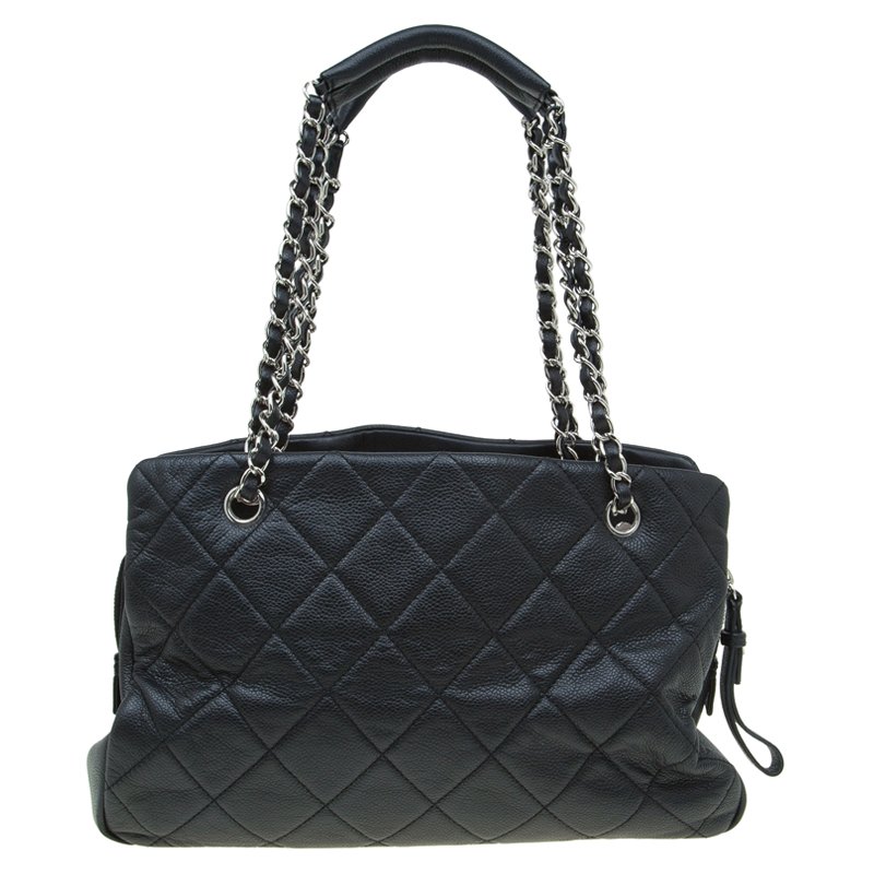 Chanel Black Quilted Caviar Soft Leather Timeless Shopping Tote Chanel
