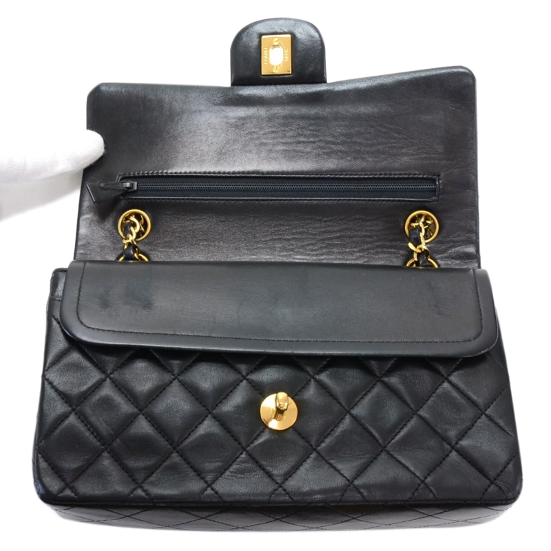 Chanel Black Quilted Lambskin Small Vintage Classic Double Flap Bag Chanel