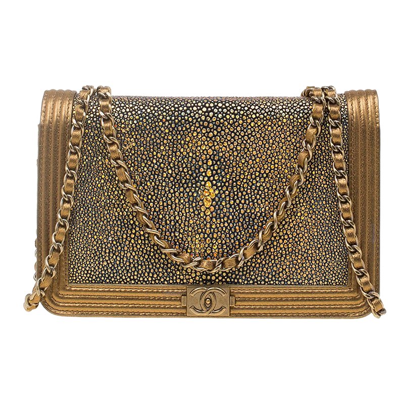 Chanel Gold Stingray and Leather Boy WOC Clutch Bag Chanel | The Luxury  Closet