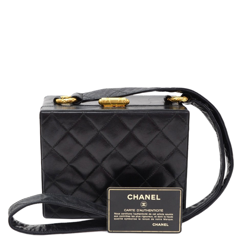 Chanel Black Quilted Lambskin Vintage Box Bag Chanel