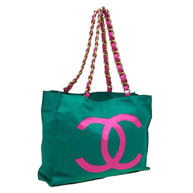 chanel pink and green bag