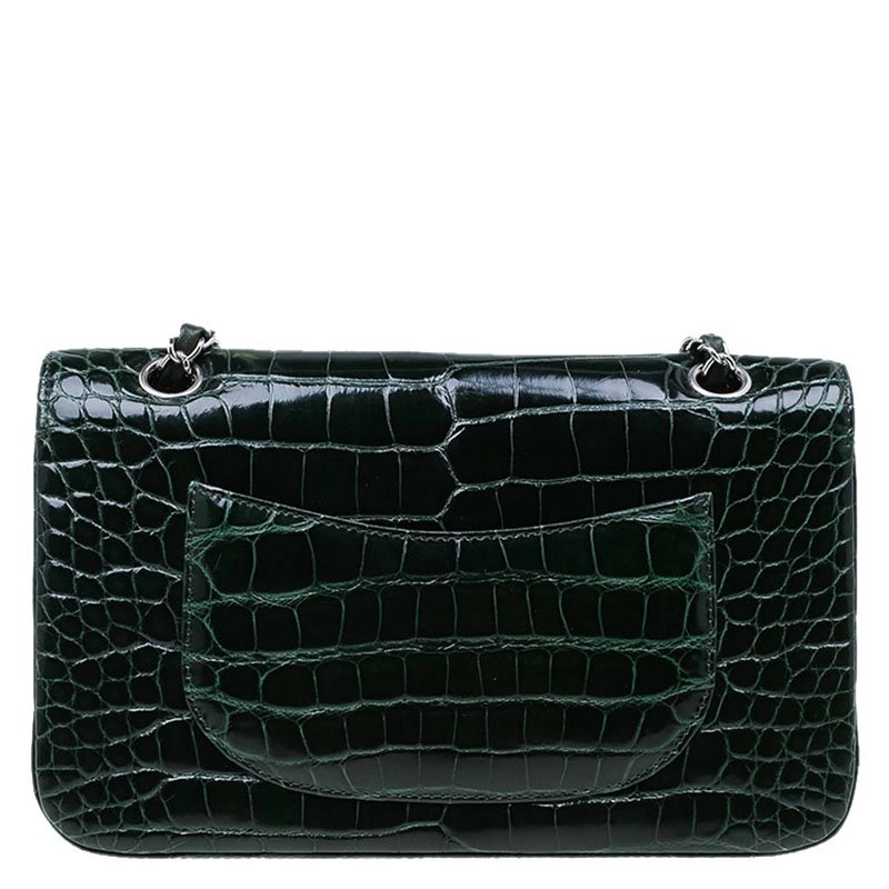 Puruti Alligator Shoulder Bag Dark Green Small Flap Bag