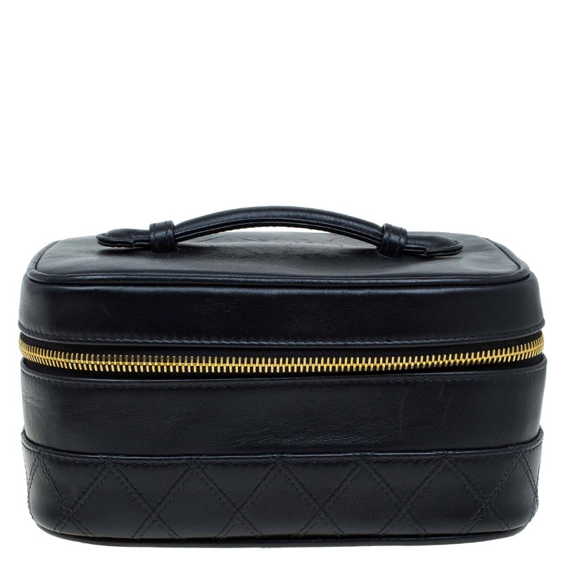 Chanel Black Quilted Leather Vanity Case