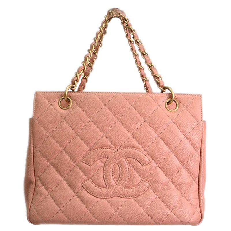 Chanel Pink Quilted Caviar Leather Petite Timeless Shopper Tote