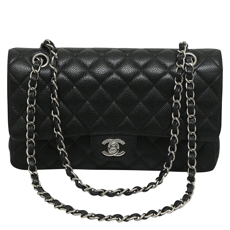 مملوكة مسبقًا Chanel Black Quilted Caviar Classic Medium Single Flap Bag