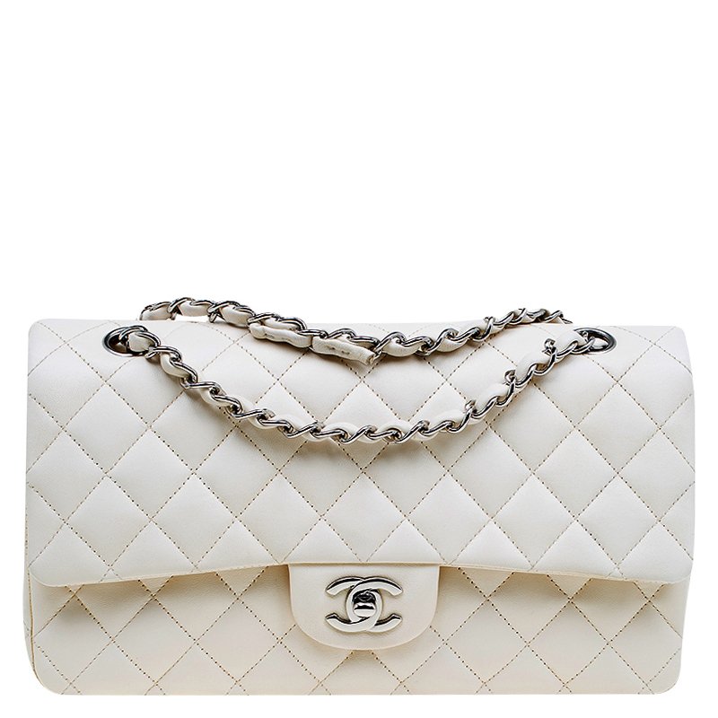 Chanel Cream Quilted Leather Medium Classic Double Flap Bag