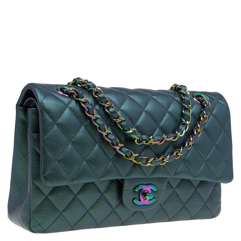 chanel metallic green bag