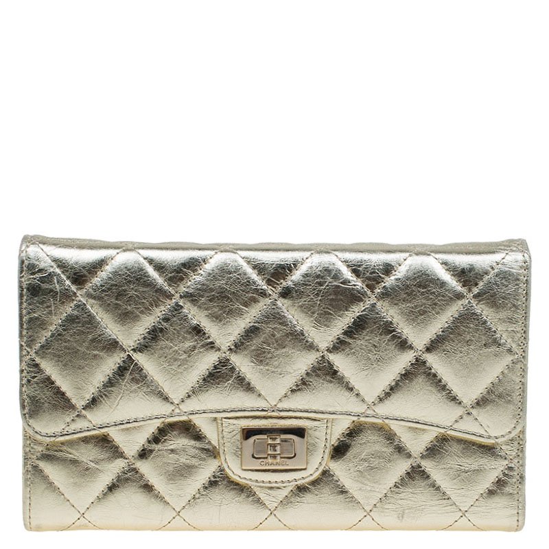 Chanel Gold Quilted Leather Reissue Trifold Wallet