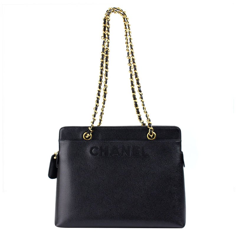 Pre Owned Chanel Black Caviar Leather Tote