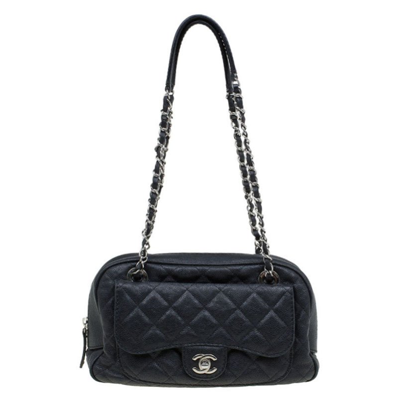Chanel Black Quilted Caviar Leather Paradoxal Camera Shoulder Bag